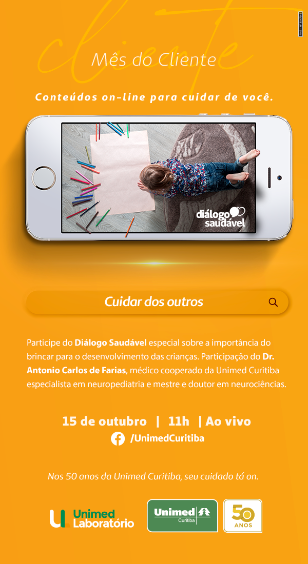 participe da live que vai tirar duvidas sobre o cuidado com as crianças. Ação de comemoração ao Mês do Cliente