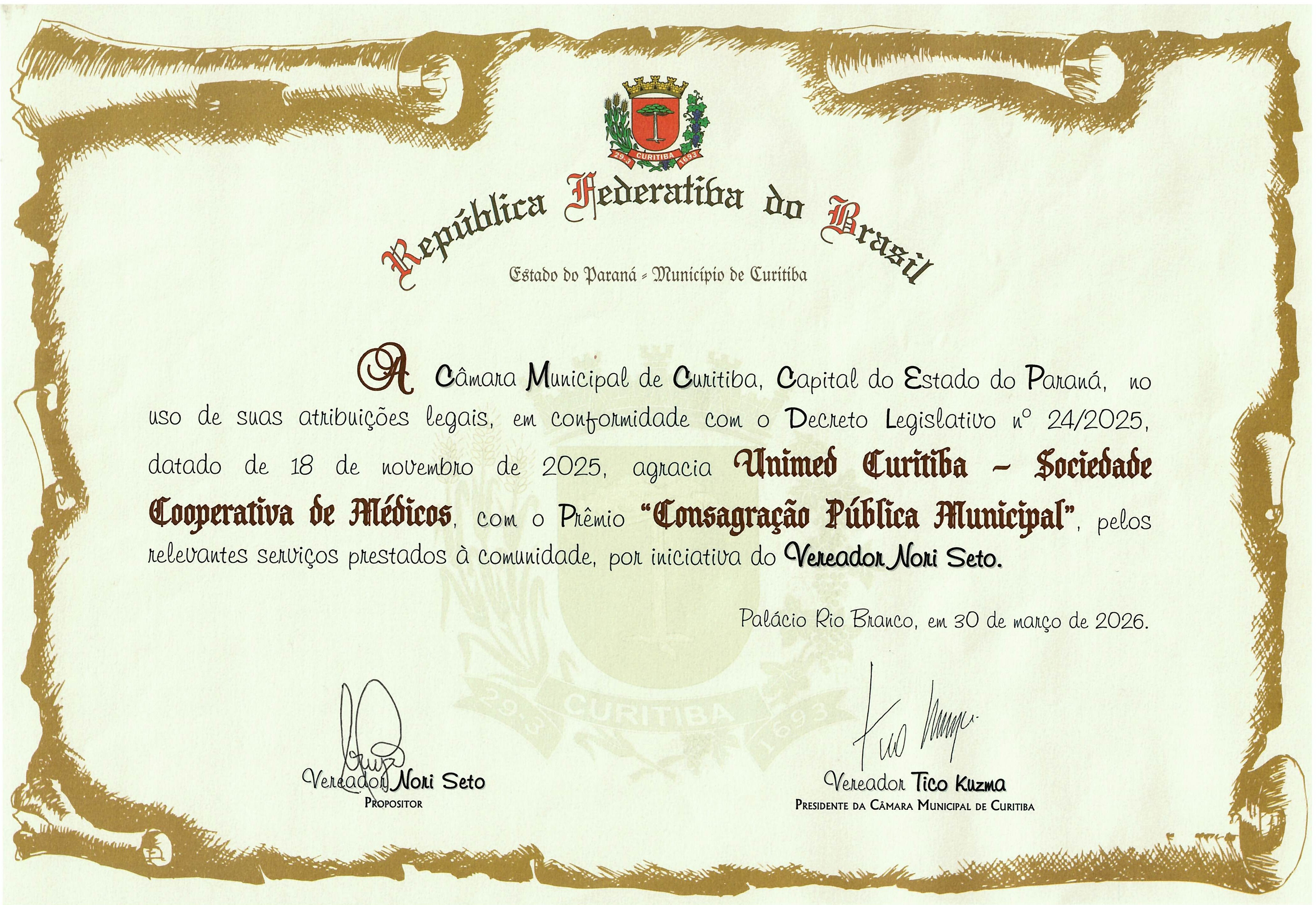 certificado homenagem camara